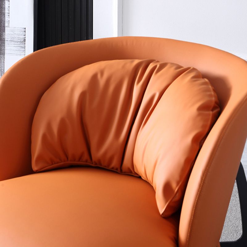 Modern Style Armless Black Metal Leather Lounge Chair with Pillow Back