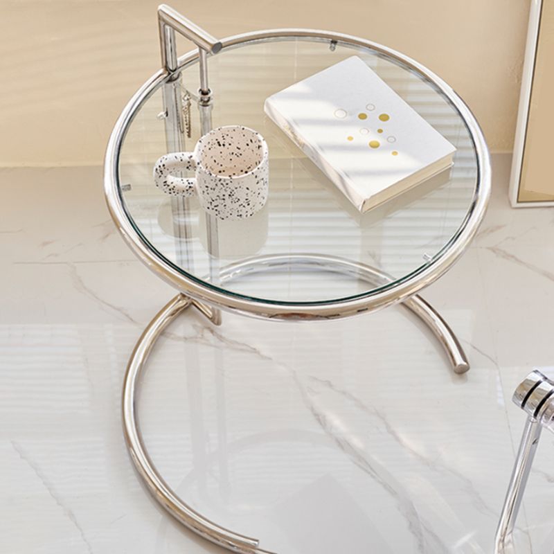 Lift-top Coffee Table Glass with Round Top and Stainless Steel Base Clearhalo 'Coffee & Accent Tables' 'Coffee Tables' 'coffee_tables' 'furn' 'furn_coffee_tables' 'Furniture' 'Living Room Furniture' 1200x1200_40962938-b27a-4c04-ae80-d12af4f6bf37