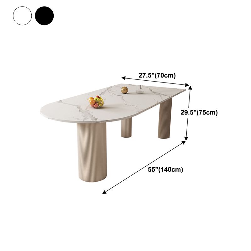 Free Form Stone Top Dining Table Solid Wood Base Dining Table for Kitchen