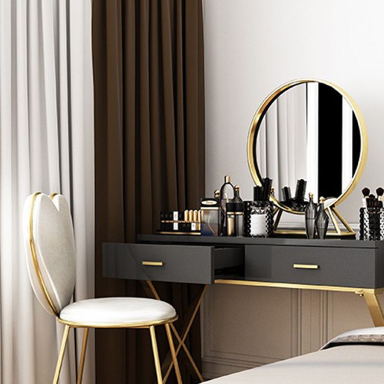 Glam 29.52 " Height 2-Drawer Makeup Table Wooden Vanity Stool