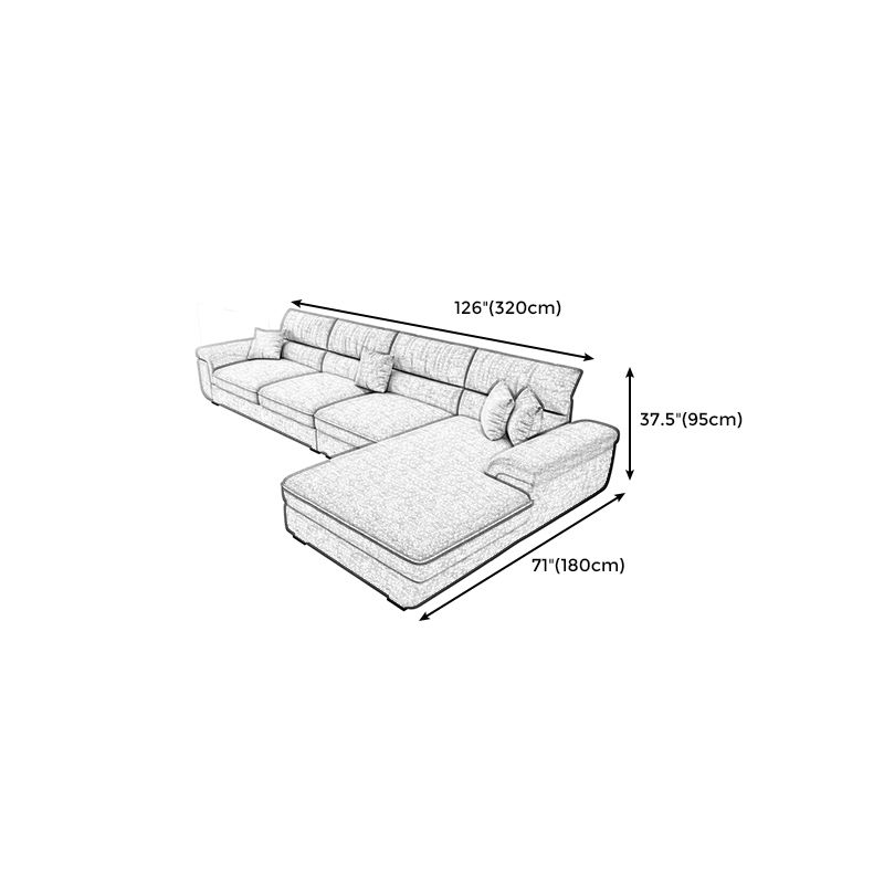 Contemporary L-Shape Sectional with Pillowed Back Cushions for Four People Clearhalo 'furn' 'furn_sectionals' 'Furniture' 'furniture_sectionals' 'kitchen' 'kitchen_sectionals' 'Living Room Furniture' 'Sectionals' 1200x1200_4097e976-6619-4c6c-9bbf-b5fd4f8186c3