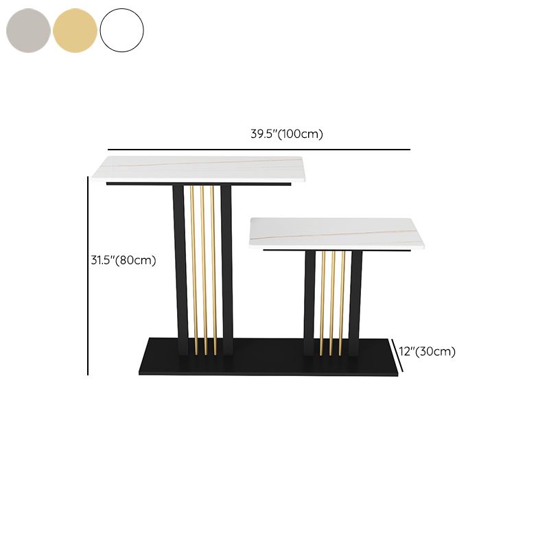 Rectangle Shape Contemporary Console Table Stone Sofa Table in White