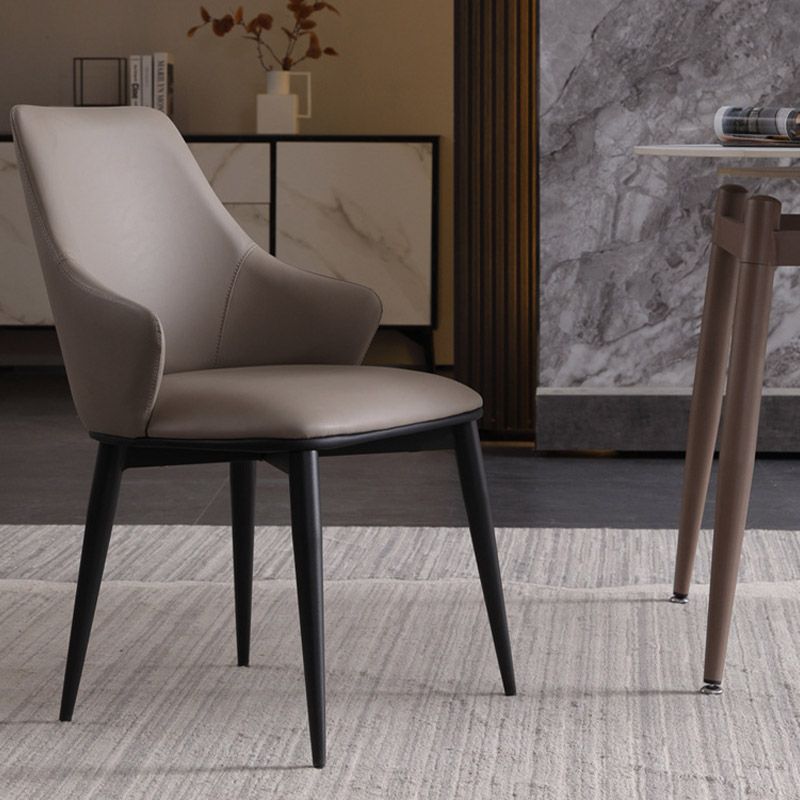 Industrial Style Arm Chair Metal Solid Back Dining Room Chair for Dining Room