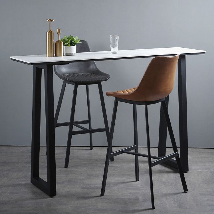 Industrial Rectangle Indoor Bar Dining Table White Stone Bistro Table Fixed Table Clearhalo 'Bar Furniture' 'Bar Tables' 'bar_tables' 'furn' 'furn_bar_tables' 'Furniture' 'furniture_bar_tables' 'Kitchen & Dining Furniture' 'kitchen&dining_furn' 'kitchen' 1200x1200_4098cc45-a1eb-4812-b331-65c949dfac22