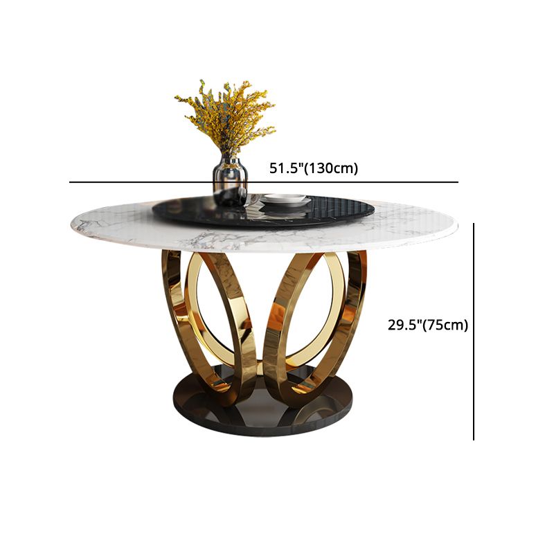 Glam 1/4/7 Pieces Round Dinette Set Sintered Stone Top Dining Table Set with Turntable Clearhalo 'Dining Room Sets' 'Dining Tables & Seating' 'dining_room_set' 'furn' 'furn_dining_room_set' 'Furniture' 'furniture_dining_room_set' 'Kitchen & Dining Furniture' 1200x1200_4099116e-a88b-4f19-afbd-85efc65302a3