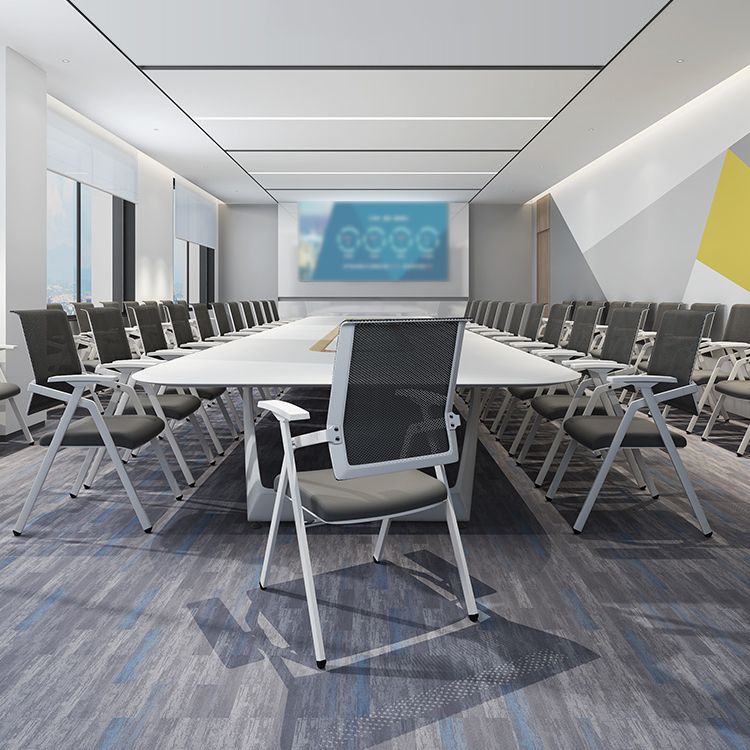 Mesh Mid Back Conference Chair No Wheels Fixed Arms Bureau Stoel