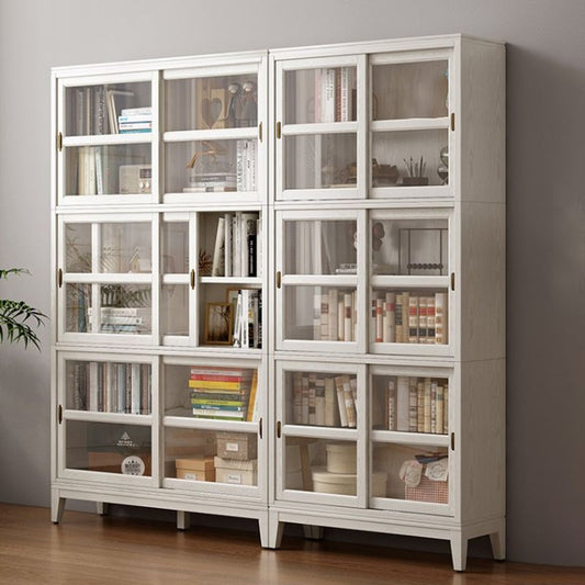 Standard White Bookcase Wooden Contemporary Bookshelf with Doors