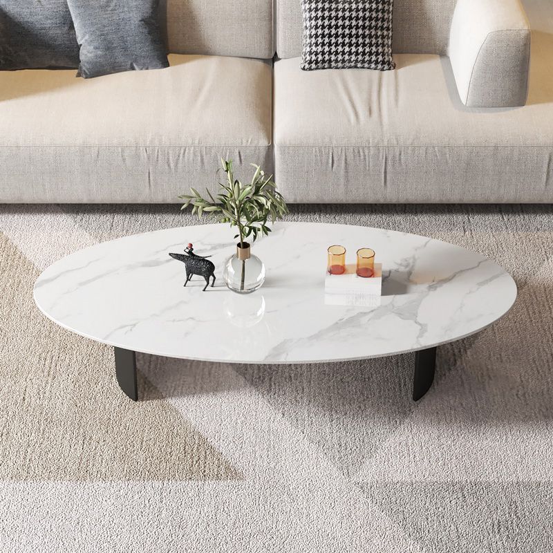 Tavolo da cocktail di caffè ovale con 2 gambe per soggiorno in bianco