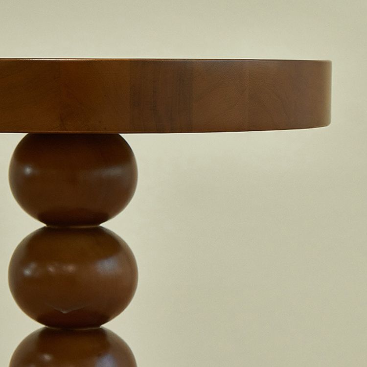 Traditional Round Wooden End Table 15.74" Wide Pedestal Side Table