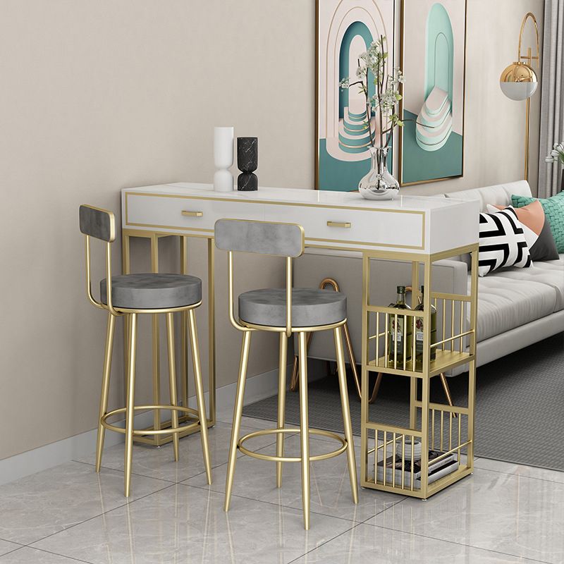 Glam Style Rectangle Bar Table Stone Fixed Bistro Bar Desk with Storage Clearhalo 'Bar Furniture' 'Bar Tables' 'bar_tables' 'furn' 'furn_bar_tables' 'Furniture' 'Kitchen & Dining Furniture' 1200x1200_409b9a6f-fa7c-48f8-ab58-20d398ff11ac