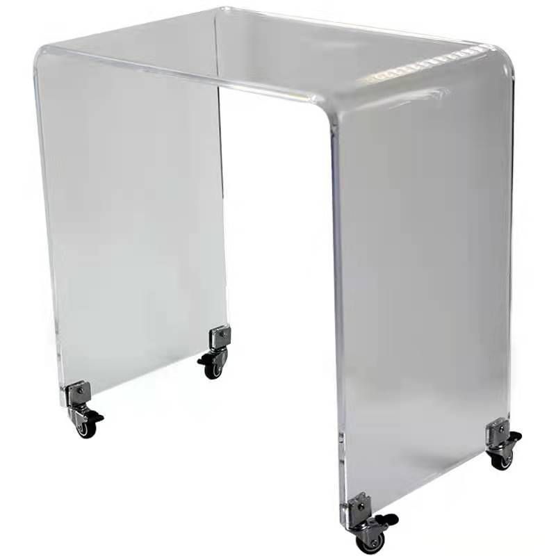 Sled 1 Single Coffee Table Clear Acrylic Cocktail Table with Casters Clearhalo 'Coffee & Accent Tables' 'Coffee Tables' 'coffee_tables' 'furn' 'furn_coffee_tables' 'Furniture' 'furniture_coffee_tables' 'Living Room Furniture' 1200x1200_409bf916-a199-4b21-a15a-b748c8af79b4