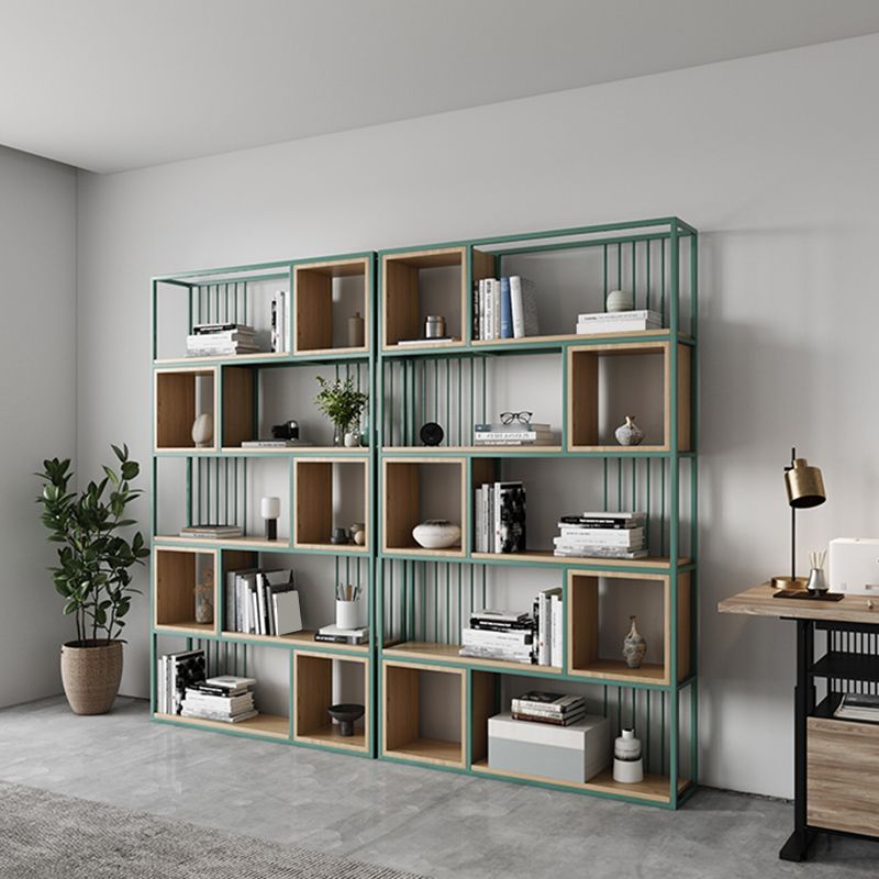 Modern Living Room Etagere Bookshelf Metal Frame Solid Wood Shelf Bookcase Clearhalo 'Bookcases' 'furn' 'furn_bookcases' 'Furniture' 'furniture_bookcases' 'Office Furniture' 1200x1200_409f1aa7-4fef-44d4-a09c-3667e1f96d0c