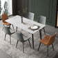 Mesa de comedor de piedra rectangular moderna con 4 patas de metal para comedor