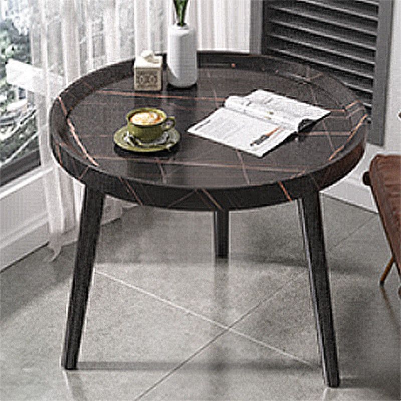 モダンラウンド/楕円形の木材エンドテーブルトレイトップソファサイドテーブルブラック/ホワイト/ブラウン