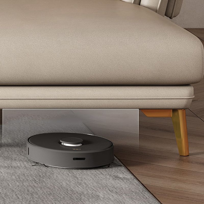 37.4" D 37.4" H Faux Leather Sofa & Chaise Cushions Flared Arm Sofa in Beige