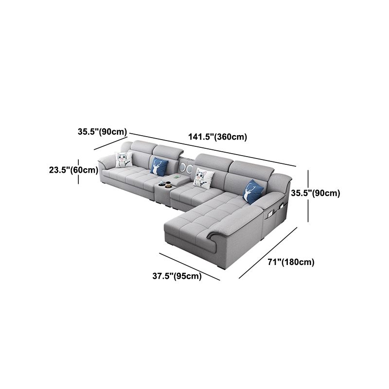 Canapé en tissu moderne en oreiller gris canapé le bras avec oreillers de boîtier