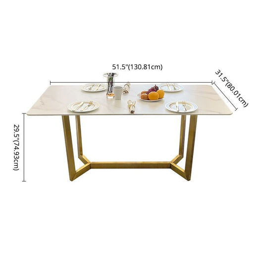 Scandinavian Metal Base Dining Table Rectangle Formal Dinette Set for Dining Room Clearhalo 'Dining Room Sets' 'Dining Tables & Seating' 'dining_room_set' 'furn' 'furn_dining_room_set' 'Furniture' 'furniture_dining_room_set' 'Kitchen & Dining Furniture' 'kitchen&dining_furn' 'kitchen' 1200x1200_40a9e507-bb6a-4f74-9fe7-d161238f77ca