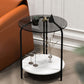 Modern Round Glass Side Table Dia 19.7" 4 Legs End Table with Shelf