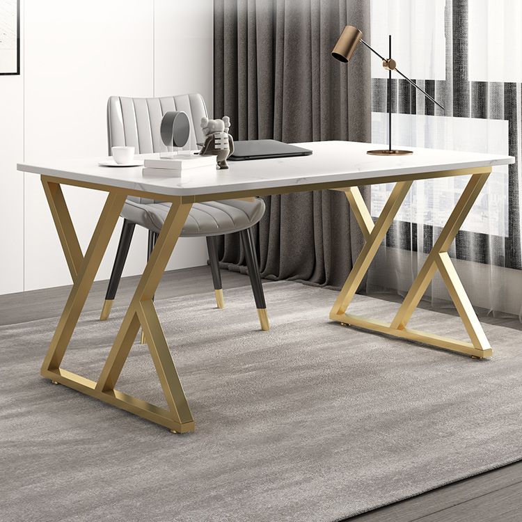 Rectangular Sintered Stone Desk with Gold Legs in Modern Style Clearhalo 'Furniture' 'furniture_office_desk' 'Office Desks' 'Office Furniture' 'office_desk' 1200x1200_40ad5da7-d03c-4ab7-81b2-dd11913add99