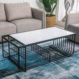 Tavolino rettangolo glam con 3 ripiani e tavolo da cocktail in marmo