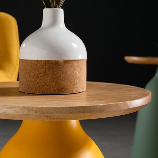 丸い木材の上部面表17.71 "背の高い金属の台座エンドテーブル