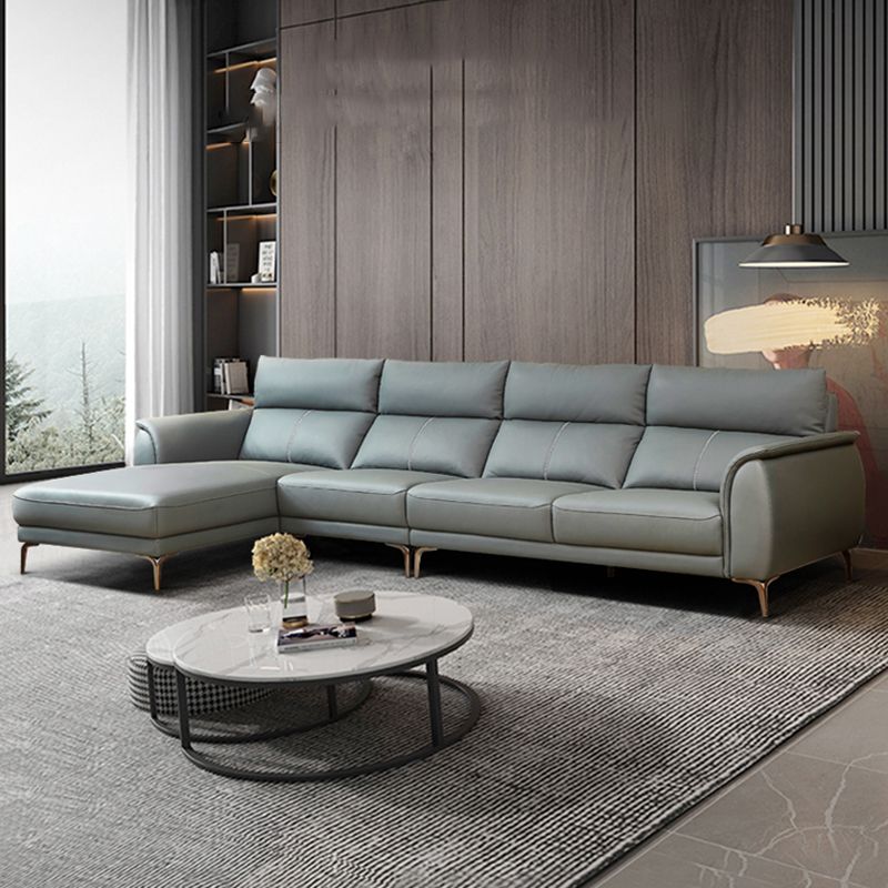 Flared Arms Sectionals Genuine Leather Sectional Sofa for Living Room Clearhalo 'furn' 'furn_sectionals' 'Furniture' 'Living Room Furniture' 'Sectionals' 1200x1200_40b1a394-2170-4d1b-b34c-442d6e52e810