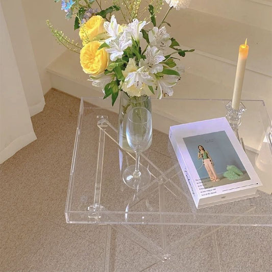 23,62 "tavolo da gambe a croce alta tavola acrilica accento laterale per soggiorno