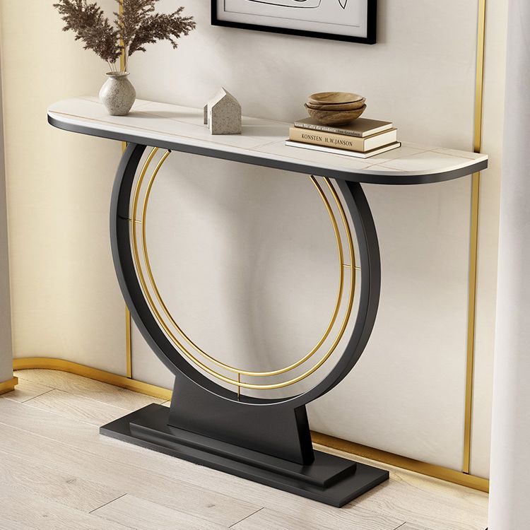 Mesa de acento de la consola de media luna Tabla de acabado antiguo Mesa de sofá en piedra