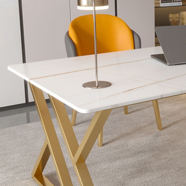 29.53 "H Glam Office Desk Antieke afwerking Rechthoekige computerbureau