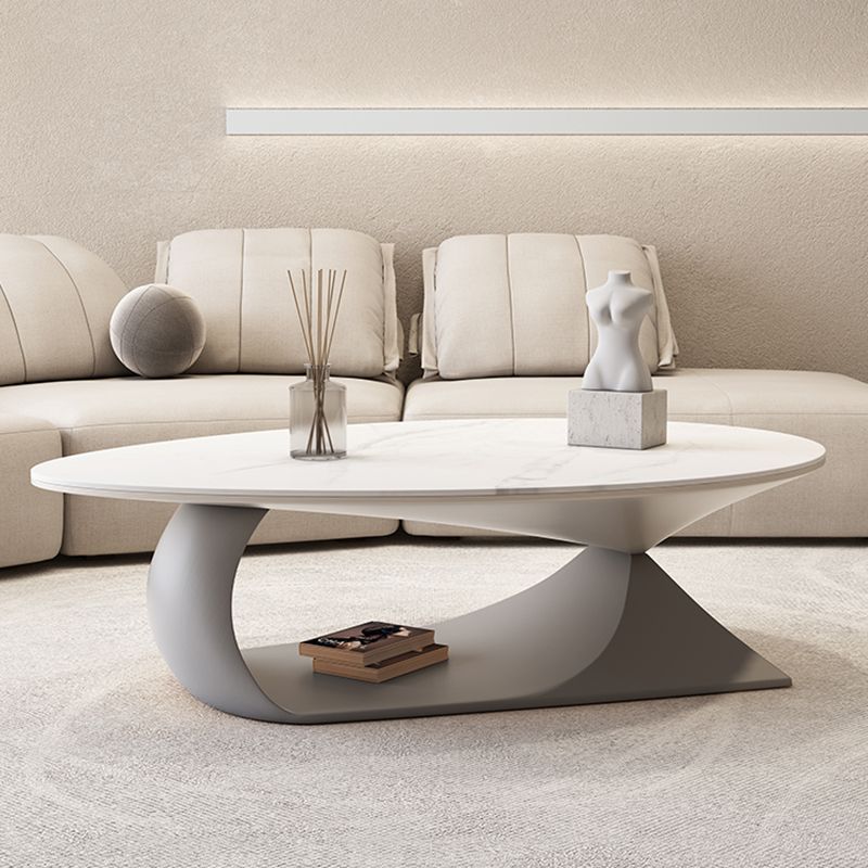 Table basse ou table de bout en ardoise à chevalet de table de cocktail ovale moderne