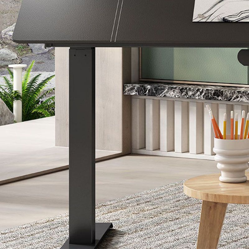 Escritorio de escritura plegable de forma rectangular con patas de metal en blanco/negro