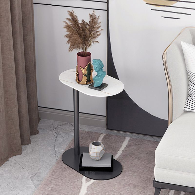 Mid-Century Modern Stone Top Side Table Elliptical Pedestal End Table Clearhalo 'Coffee & Accent Tables' 'End & Side Tables' 'end_side_table' 'Furniture' 'furniture_end_side_table' 'Living Room Furniture' 1200x1200_40b52471-72bd-4169-b843-9169d7ccf9ab