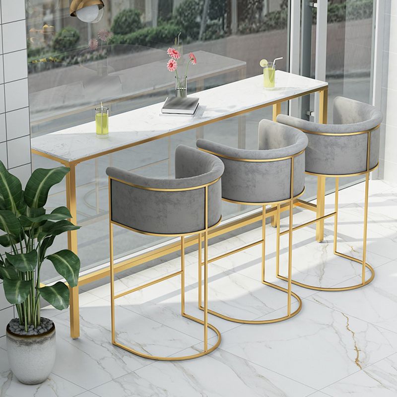 Glam Fabric Upholstered Counter Stool Bucket Seat Low Back Counter Chair