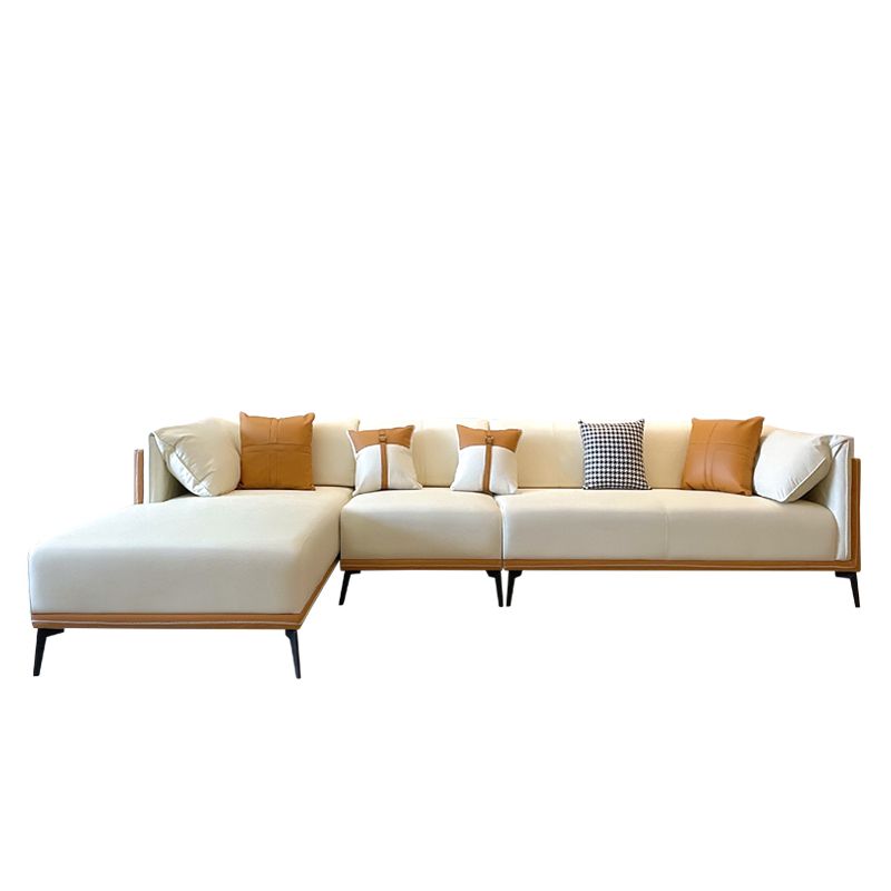 Modern Faux Leather Pillow Top Arm Sofa/Sectional Pillowed Back Cushions for Apartment Clearhalo 'furn' 'furn_sectionals' 'Furniture' 'furniture_sectionals' 'kitchen' 'kitchen_sectionals' 'Living Room Furniture' 'Sectionals' 1200x1200_40b7a371-1c58-4007-9d4c-ab13e8767c61