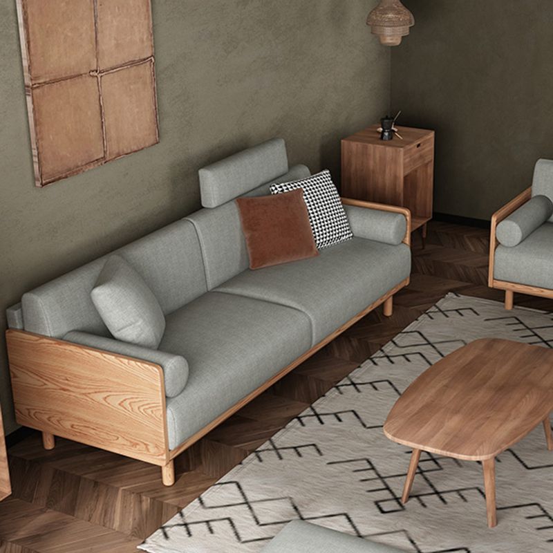 Canapé de linge de lin à braquette standard gris contemporain.