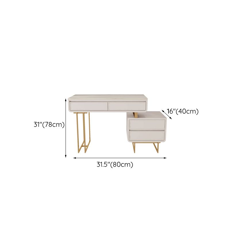 Glam Style White Gold Dresser Bedroom with Drawer Standing Make-up Vanity Clearhalo 'Bedroom Furniture' 'furn' 'furn_makeup_vanities' 'Furniture' 'Makeup Vanities' 'makeup_vanities' 1200x1200_40b86d7f-a1cc-44a3-a968-9cd5a65d1acc