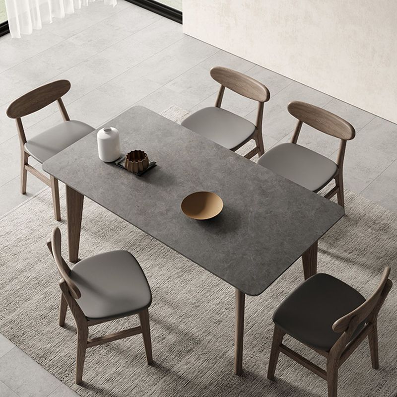 Modern Rectangle Counter Dining Table Brown Wood Finish Legs Dining Table Clearhalo 'Dining Tables & Seating' 'Dining Tables' 'dining_table' 'furn' 'furn_dining_table' 'Furniture' 'furniture_dining_table' 'Kitchen & Dining Furniture' 1200x1200_40b9df4c-1f18-40f9-99d3-6c8f97461aaf