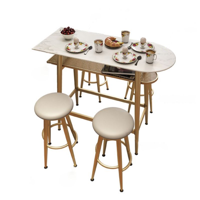 Dining Room Stone Top Counter Table Metal 4 Legs Glam Style Bar Table, Only Table Clearhalo 'Bar Furniture' 'Bar Tables' 'bar_tables' 'furn' 'furn_bar_tables' 'Furniture' 'furniture_bar_tables' 'Kitchen & Dining Furniture' 1200x1200_40bb9760-1801-48ff-8b88-bf9e59591c2a