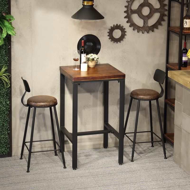 Square Counter Wine Table Solid Wood Industrial Cocktail Bar Table Clearhalo 'Bar Furniture' 'Bar Tables' 'bar_tables' 'furn' 'furn_bar_tables' 'Furniture' 'Kitchen & Dining Furniture' 1200x1200_40c0072c-4e48-46a6-9eec-7db3a825c068