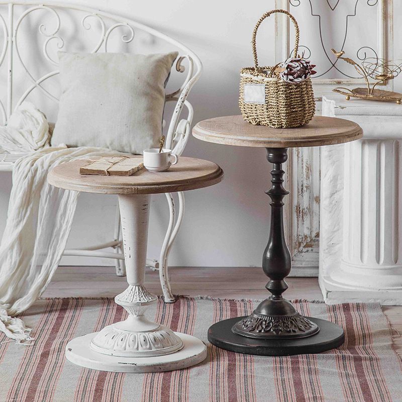 Round Pedestal Side Table French Rustic Side End Snack Table Clearhalo 'Coffee & Accent Tables' 'End & Side Tables' 'end_side_tables' 'furn' 'furn_end_side_tables' 'Furniture' 'Living Room Furniture' 1200x1200_40c1e8f7-6486-433d-b7a8-c21df2fbf3f1