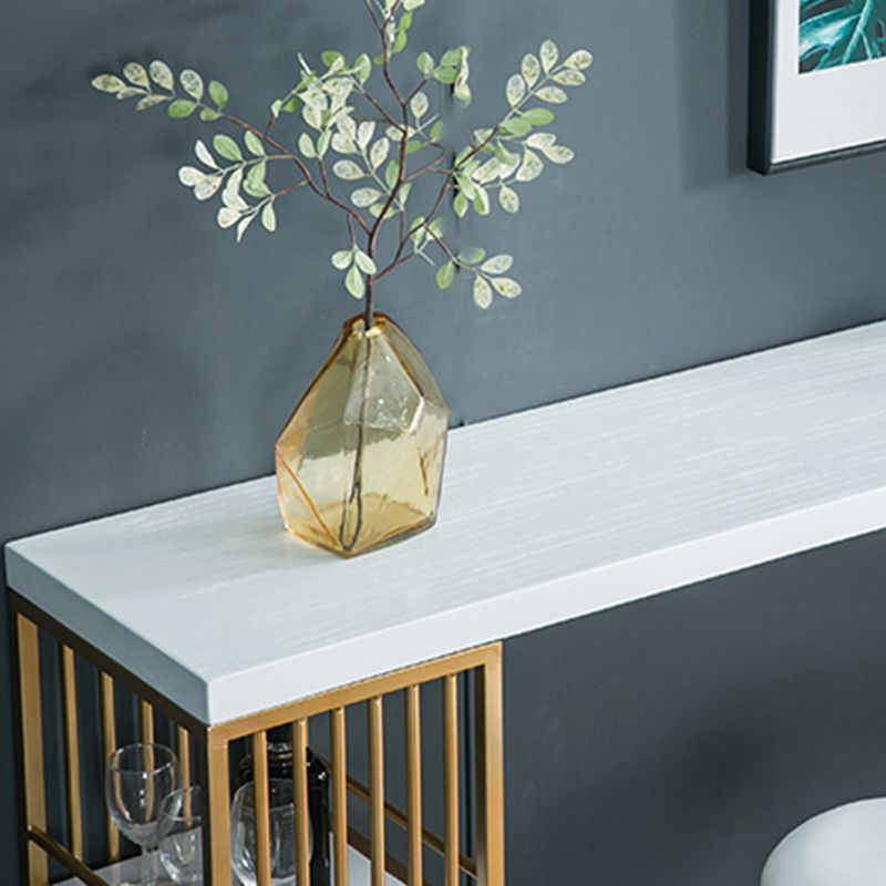 Glam White Marble Table with Rectangle Table Top Double Pedestal Table - 41.3" H Clearhalo 'Bar Furniture' 'Bar Tables' 'bar_tables' 'furn' 'furn_bar_tables' 'Furniture' 'furniture_bar_tables' 'Kitchen & Dining Furniture' 1200x1200_40c878f5-4aaa-4c2e-a908-d44fedf7f7fc