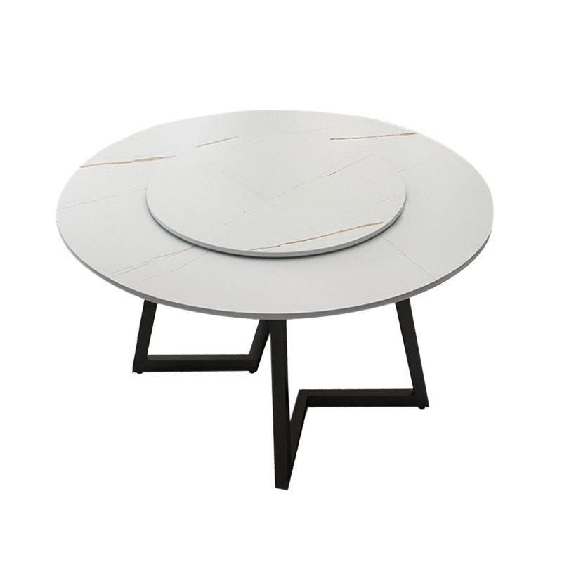 Round Double Pedestal Table Simplicity Style Dining Site Table with Turntable Clearhalo 'Dining Tables & Seating' 'Dining Tables' 'dining_table' 'furn' 'furn_dining_table' 'Furniture' 'Kitchen & Dining Furniture' 1200x1200_40cae551-d0d7-4b65-b9af-84804e0902ef