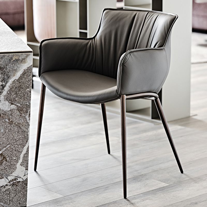 Industrial Arm Chair Metal Solid Back Dining Room Chair for Kitchen