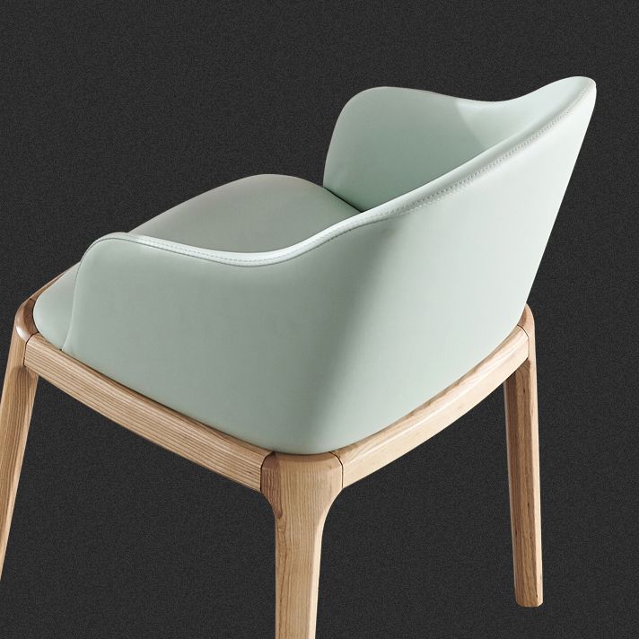 Nordic Style Arm Chair Wood and Faux Leather Chair for Dining Room Clearhalo 'Dining Chairs' 'Dining Tables & Seating' 'dining_chair' 'furn' 'furn_dining_chair' 'Furniture' 'furniture_dining_chair' 'Kitchen & Dining Furniture' 1200x1200_40cc73da-eea1-4ce2-a68b-41c8b494df26