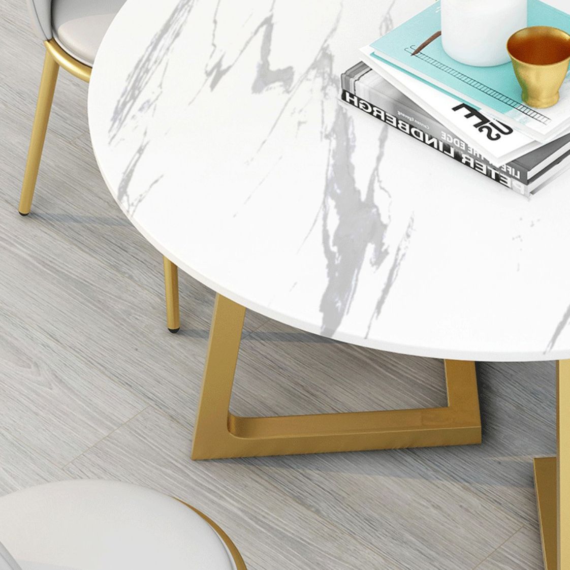 Nordic Sintered Stone Dining Room Set Standard Height with Double Pedestal Base Dining Set Clearhalo 'Dining Room Sets' 'Dining Tables & Seating' 'dining_room_set' 'furn' 'furn_dining_room_set' 'Furniture' 'furniture_dining_room_set' 'Kitchen & Dining Furniture' 'kitchen&dining_furn' 'kitchen' 1200x1200_40ce0b73-f12b-4bf5-b1dc-f22ad3c89e9e