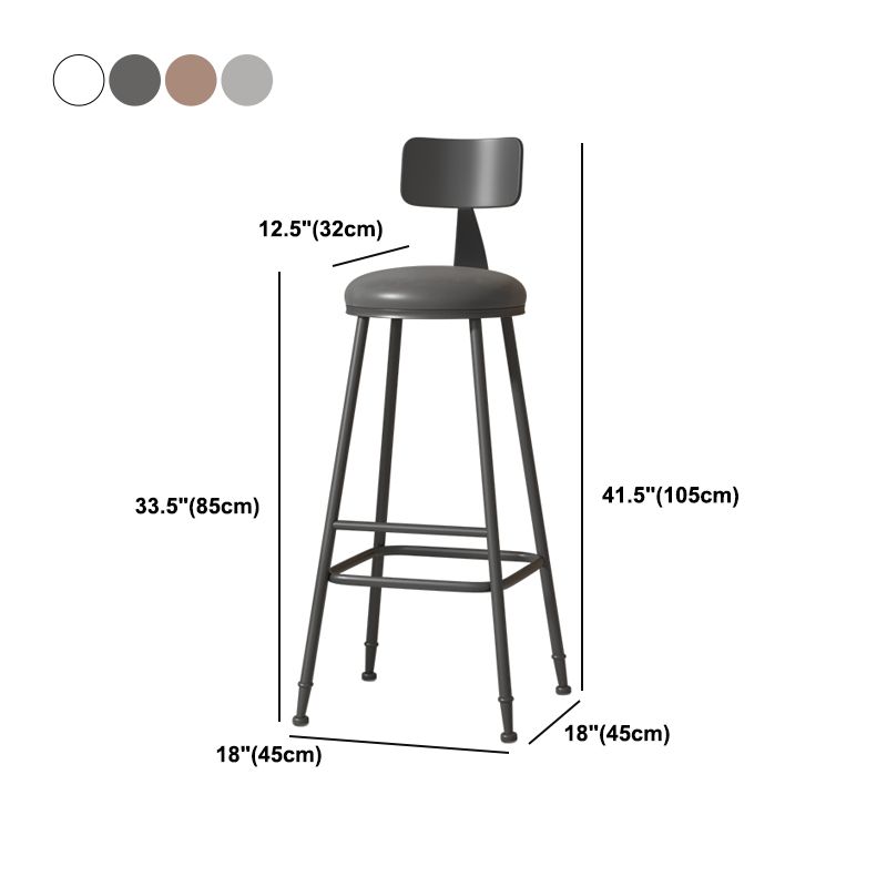Modern Armless Backrest Counter Stool Iron Cafe Bar Stool with Leather Cushion Clearhalo 'Bar Furniture' 'Bar Stools' 'bar_stools' 'furn' 'furn_bar_stools' 'Furniture' 'furniture_bar_stools' 'Kitchen & Dining Furniture' 1200x1200_40d058e6-d0cb-4a21-8fef-2f290d43b12a