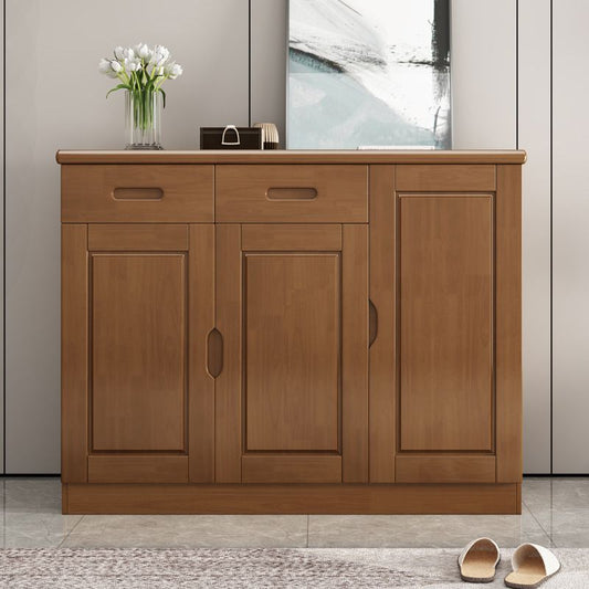 Mid-Century Modern Cabinet Rubberwood 2-Drawer with Shelves Grooves Accent Cabinet Clearhalo 'Cabinets & Chests' 'cabinets_chests' 'furn' 'furn_cabinets_chests' 'Furniture' 'Living Room Furniture' 1200x1200_40d0c18b-2ae6-4d6b-bcf0-8a38263b7485