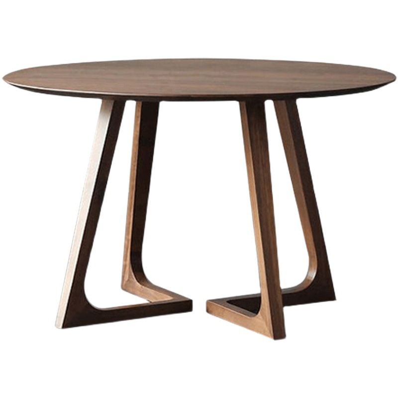 Table à manger ronde à double piédestal Table moderne en bois d'hévéa pour la cuisine
