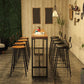 Eettafel op schraagbasis, industriële massief houten bartafel voor bistro