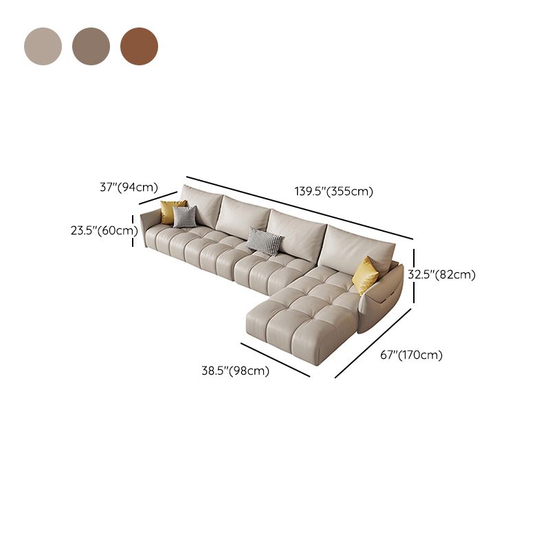 Nordic Pillows Square Arm Living Room Faux Leather Stationary Seating Clearhalo 'furn' 'furn_sectionals' 'Furniture' 'Living Room Furniture' 'Sectionals' 1200x1200_40d54488-b47d-483a-a05f-e0d14f9352f9